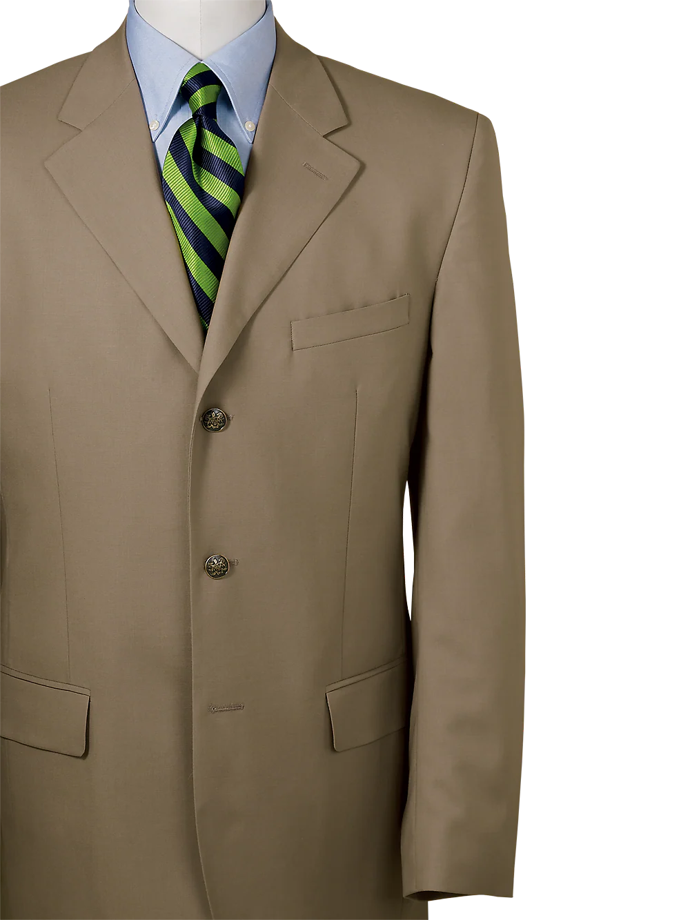 100% Wool Three-Button Travel Blazer - British Tan