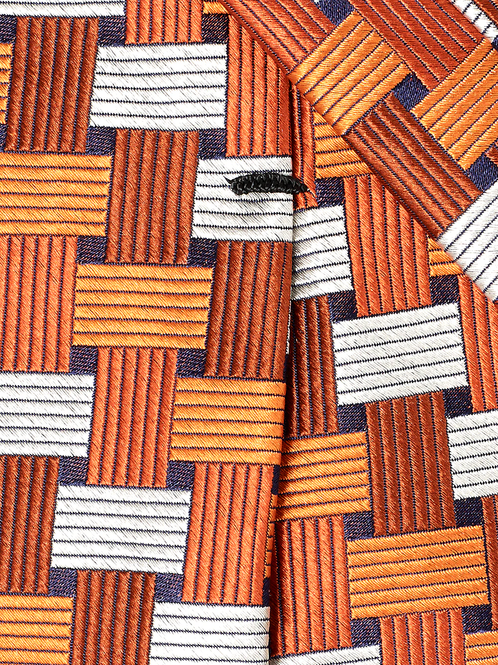 Basketweave Woven Silk Tie - Orange Multi - Image 4