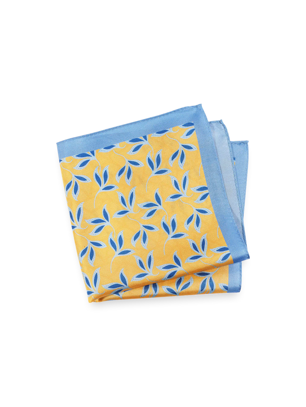Botanical Silk Pocket Square - Yellow/blue