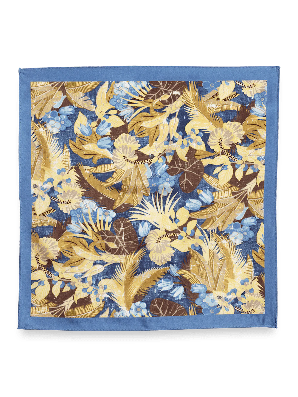 Botanical Silk Pocket Square - Yellow/blue - Image 2