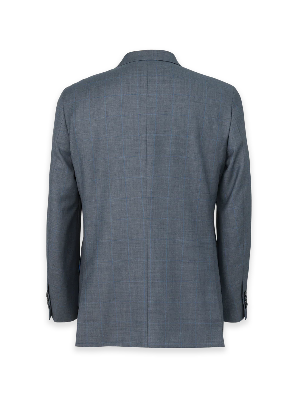 Charcoal Wool Windowpane Single Breasted Peak Lapel Suit Jacket - Charcoal - Image 2