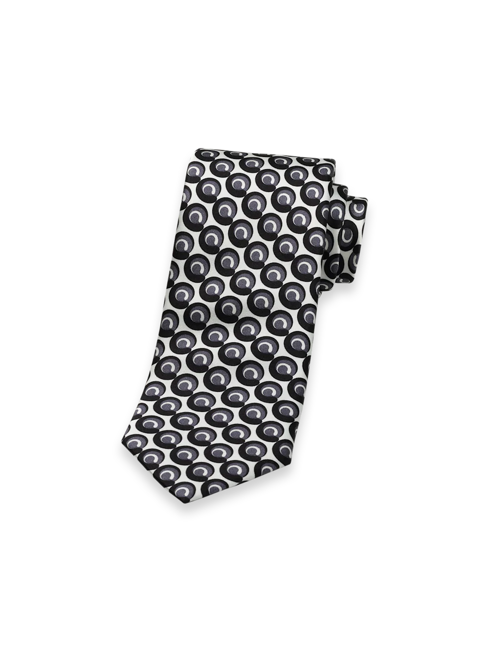Circles Italian Printed Silk Tie - Black/white