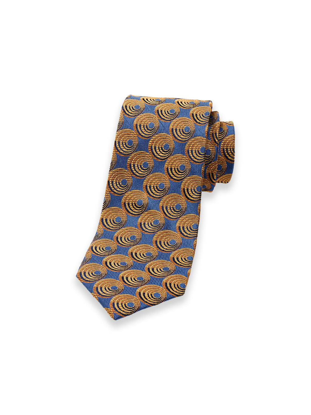 Circles Woven Silk Tie - Blue/gold