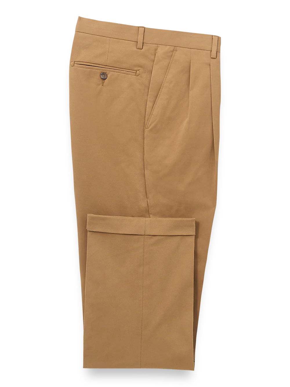 Classic Fit Cotton Stretch Twill Pleated Pants - Copper