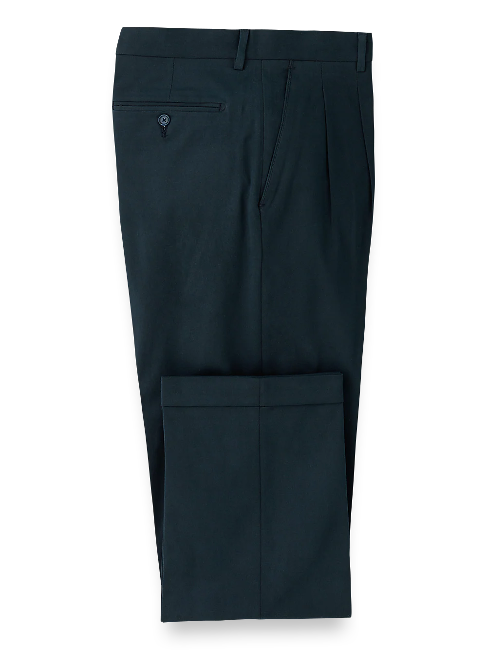 Classic Fit Cotton Stretch Twill Pleated Pants - Ink