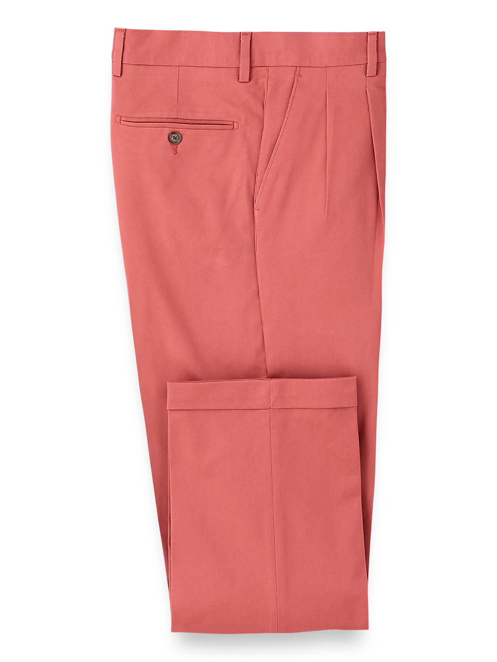 Classic Fit Cotton Stretch Twill Pleated Pants - Rose