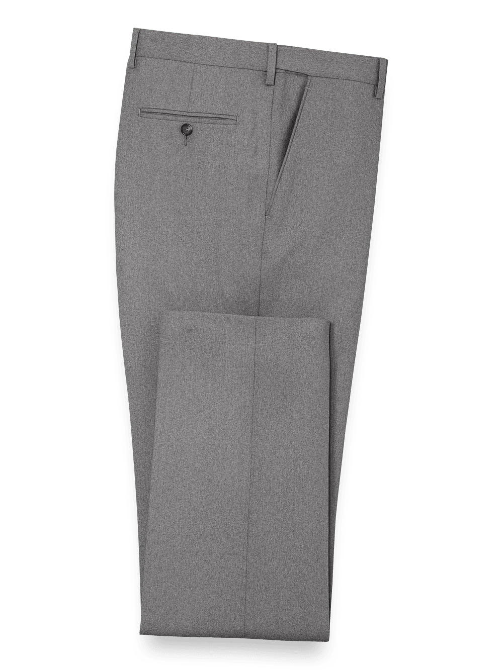Classic Fit Essential Wool Flat Front Suit Pants - Grey