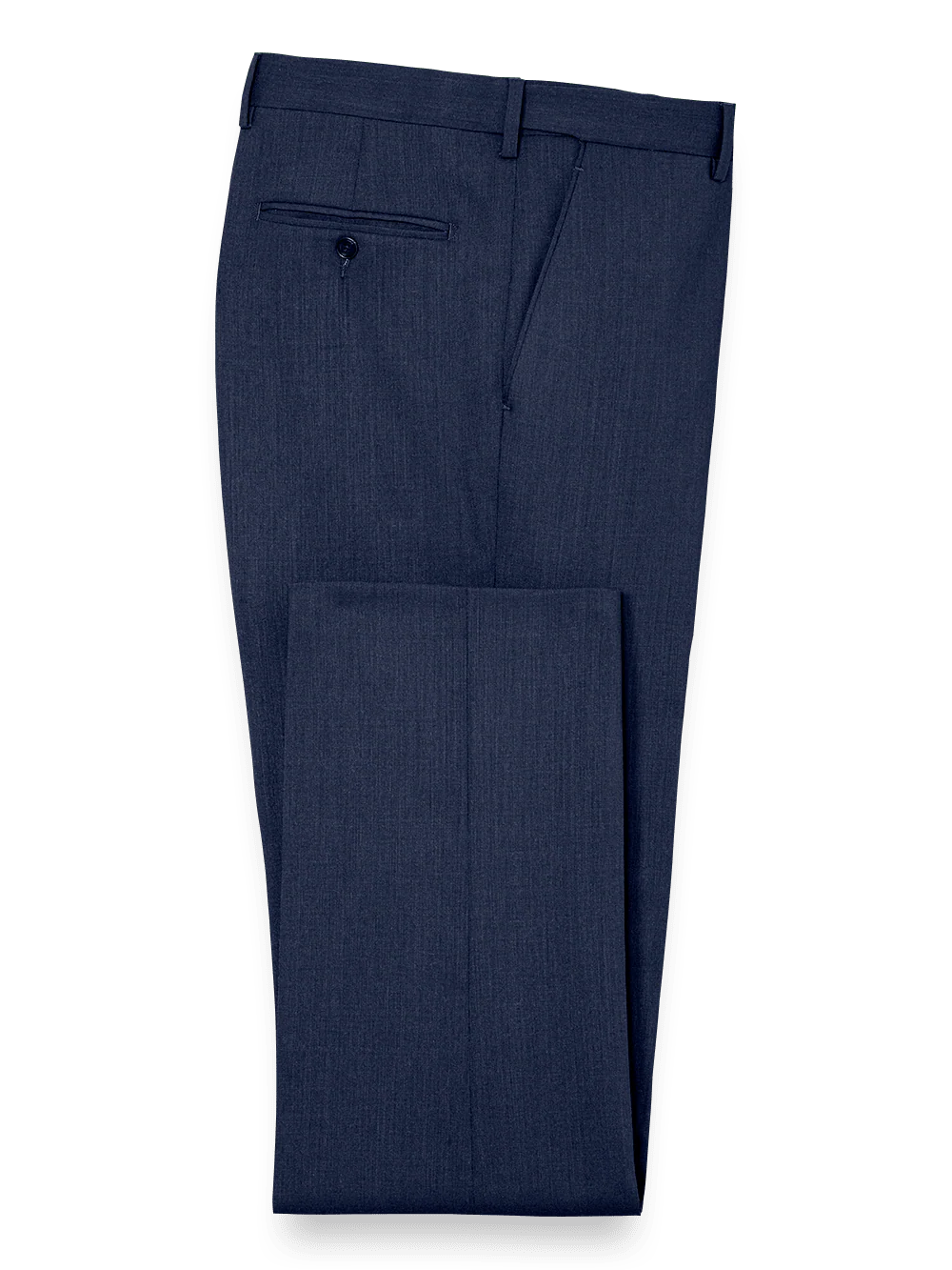 Classic Fit Essential Wool Flat Front Suit Pants - Navy