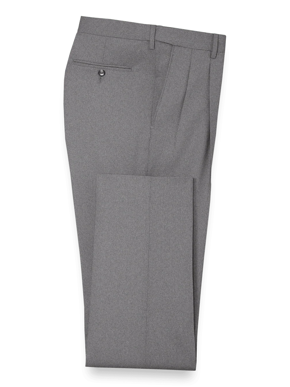 Classic Fit Essential Wool Pleated Suit Pants - Grey