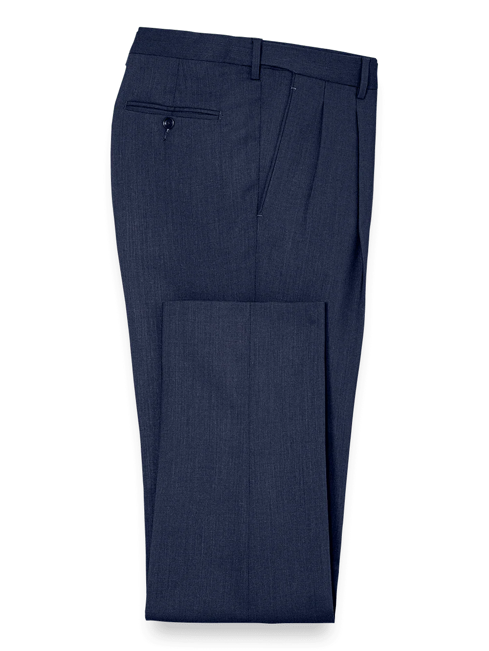 Classic Fit Essential Wool Pleated Suit Pants - Navy