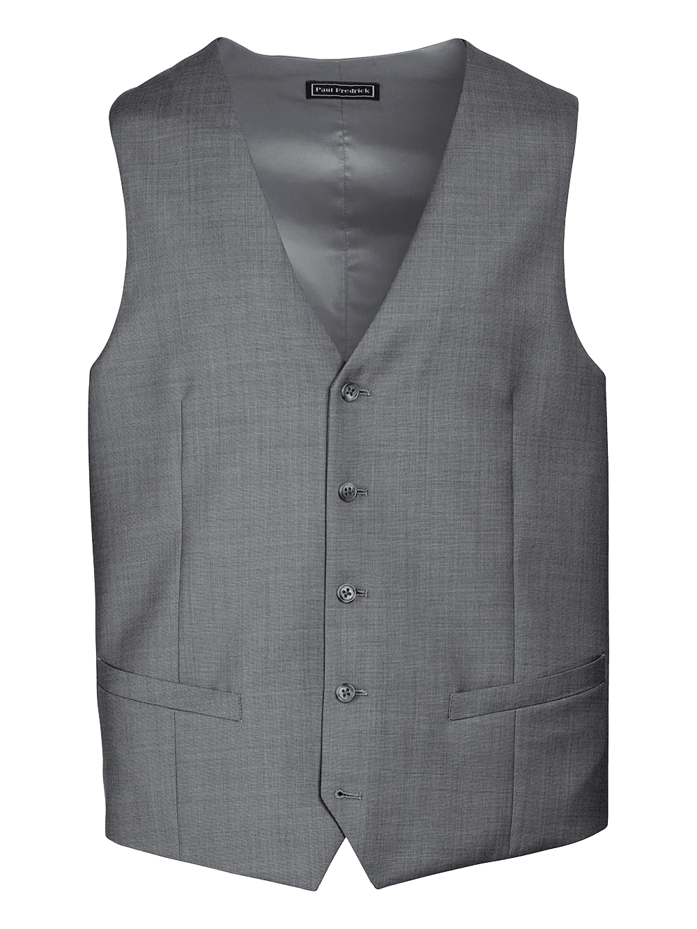 Classic Fit Sharkskin No Lapel Suit Vest - Grey