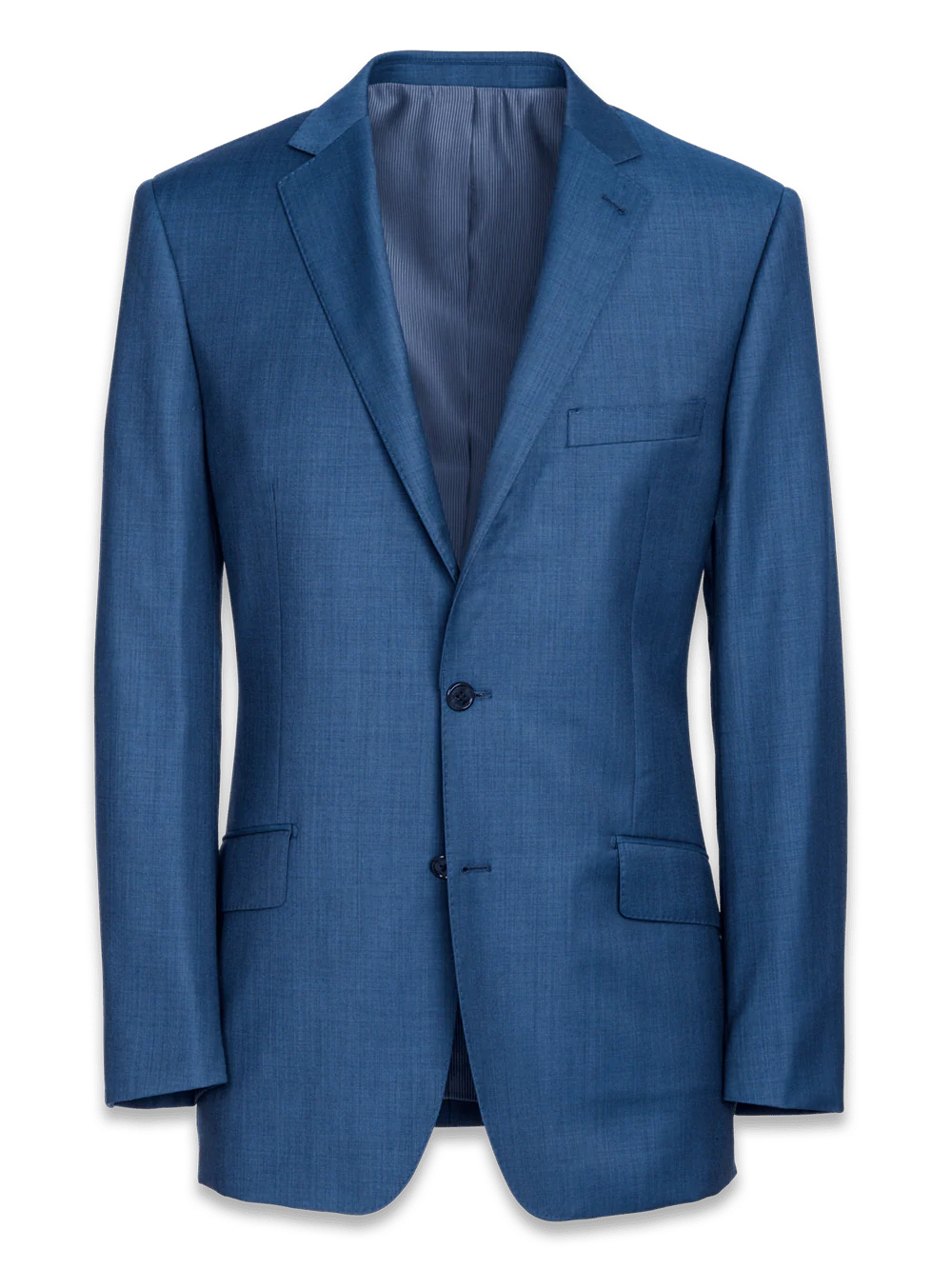 Classic Fit Sharkskin Notch Lapel Suit Jacket - Slate Blue