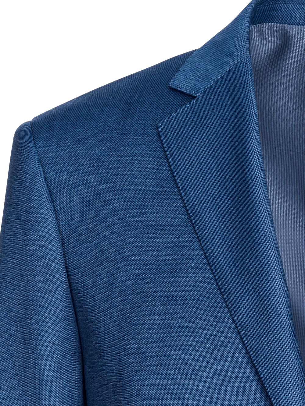 Classic Fit Sharkskin Notch Lapel Suit Jacket - Slate Blue - Image 4