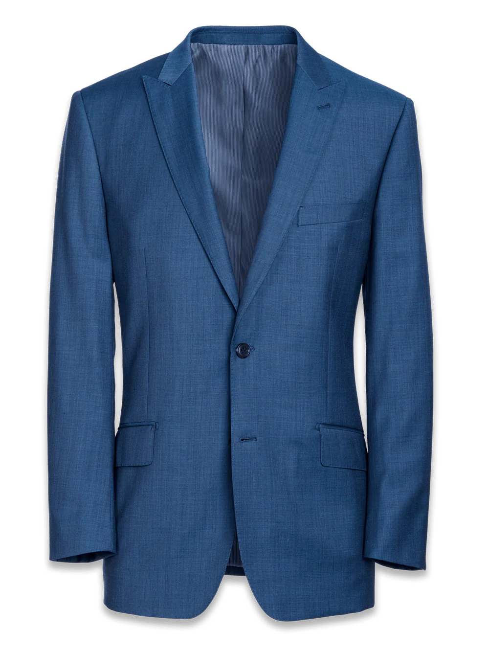 Classic Fit Sharkskin Peak Lapel Suit Jacket - Slate Blue