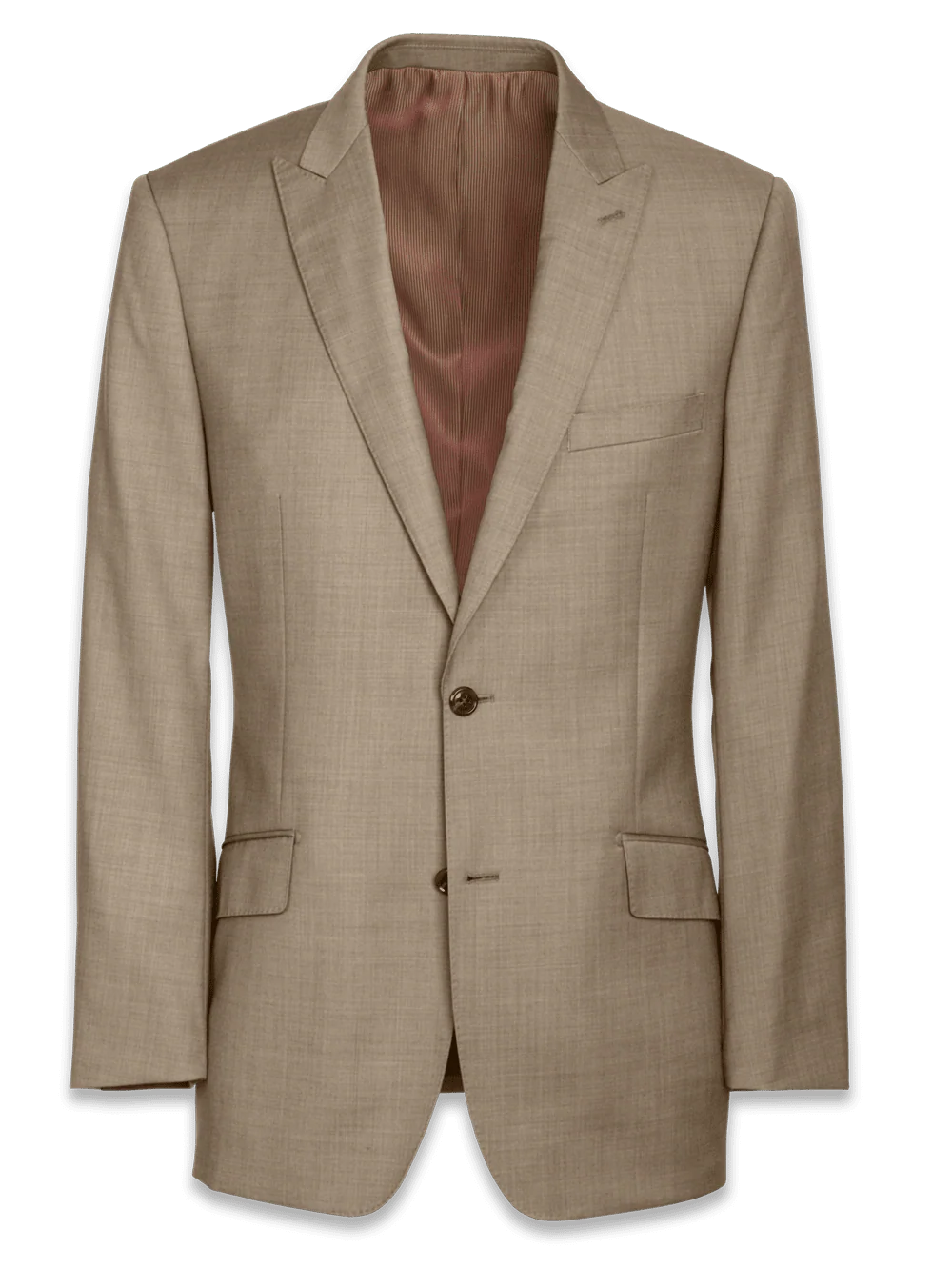 Classic Fit Sharkskin Peak Lapel Suit Jacket - Tan