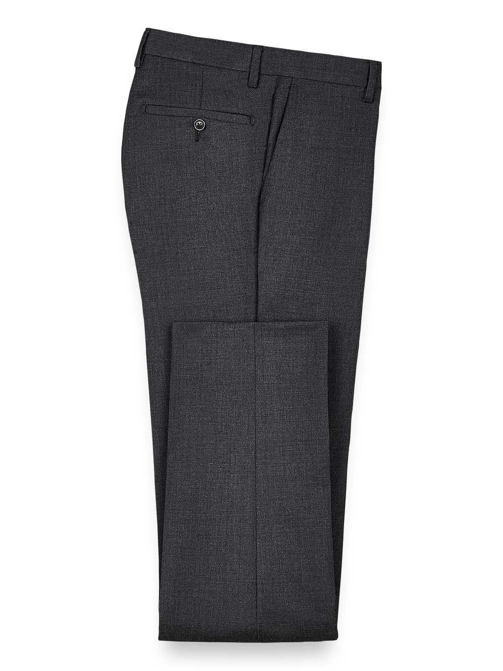 Classic Fit Wool Gabardine Flat Front Pants - Charcoal