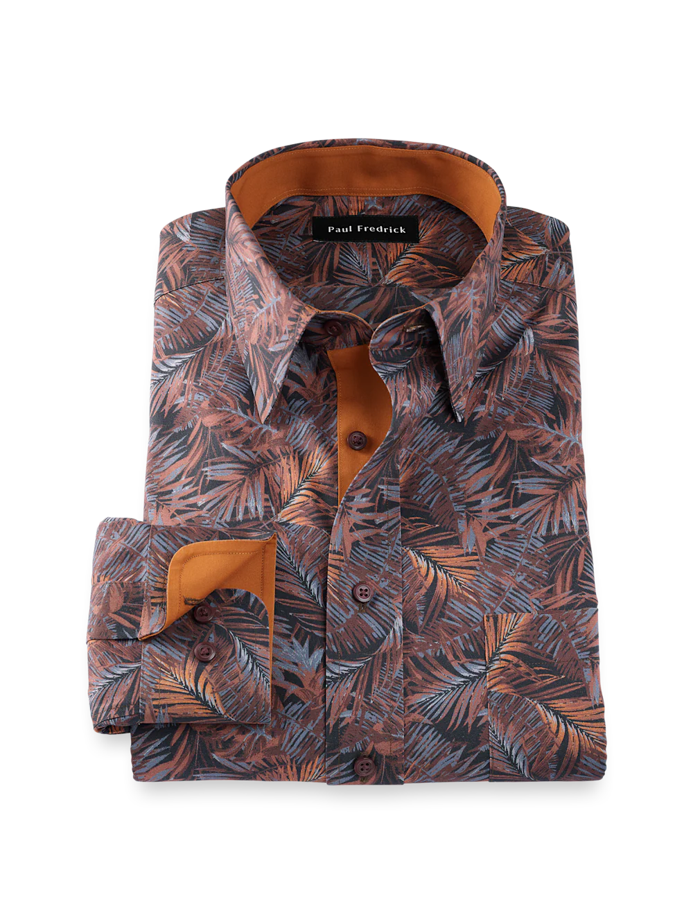 Comfort Stretch Non-Iron Botanical Dress Shirt With Contrast Trim - Multi