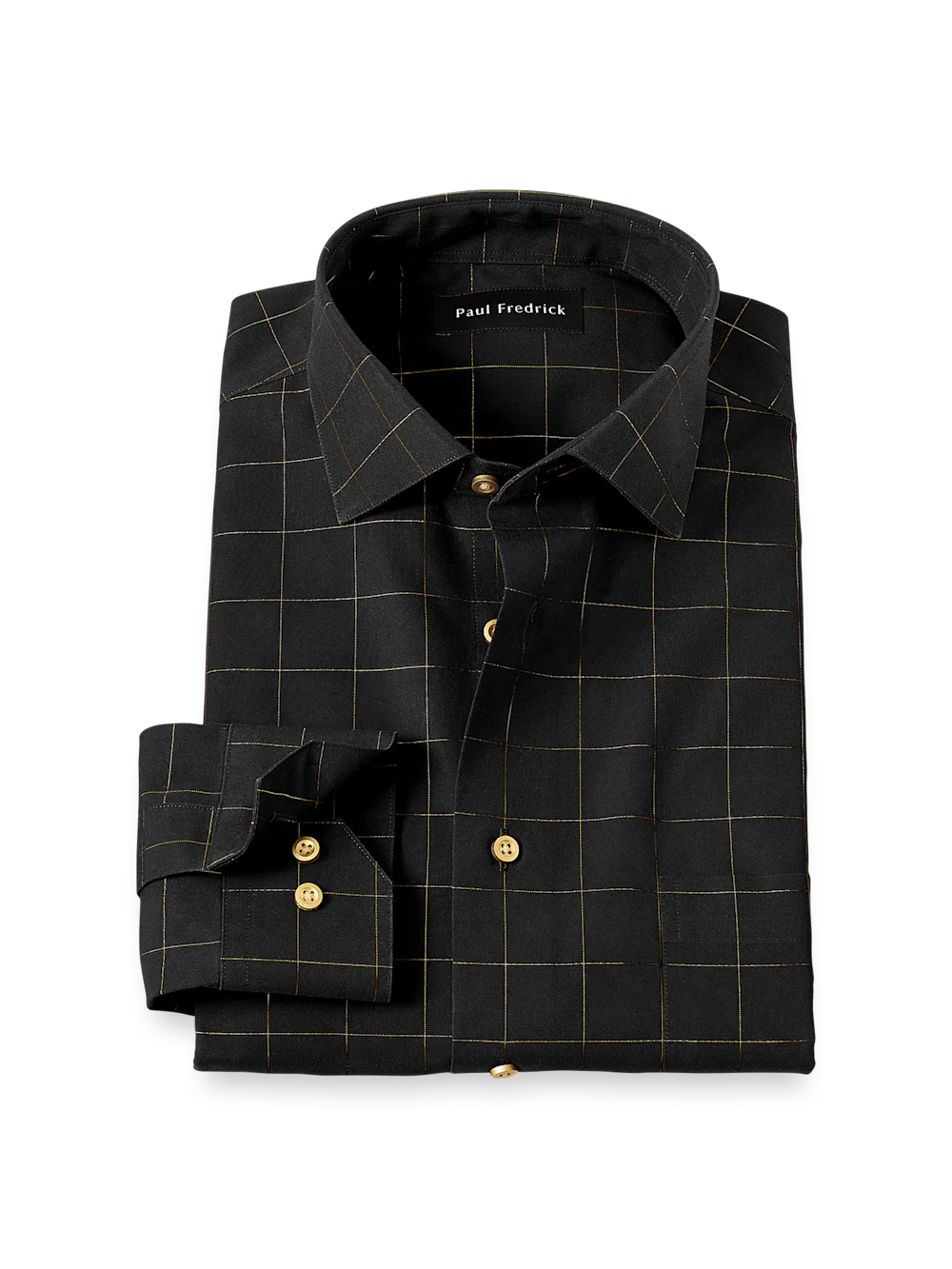 Comfort Stretch Non-Iron Check Dress Shirt - Black
