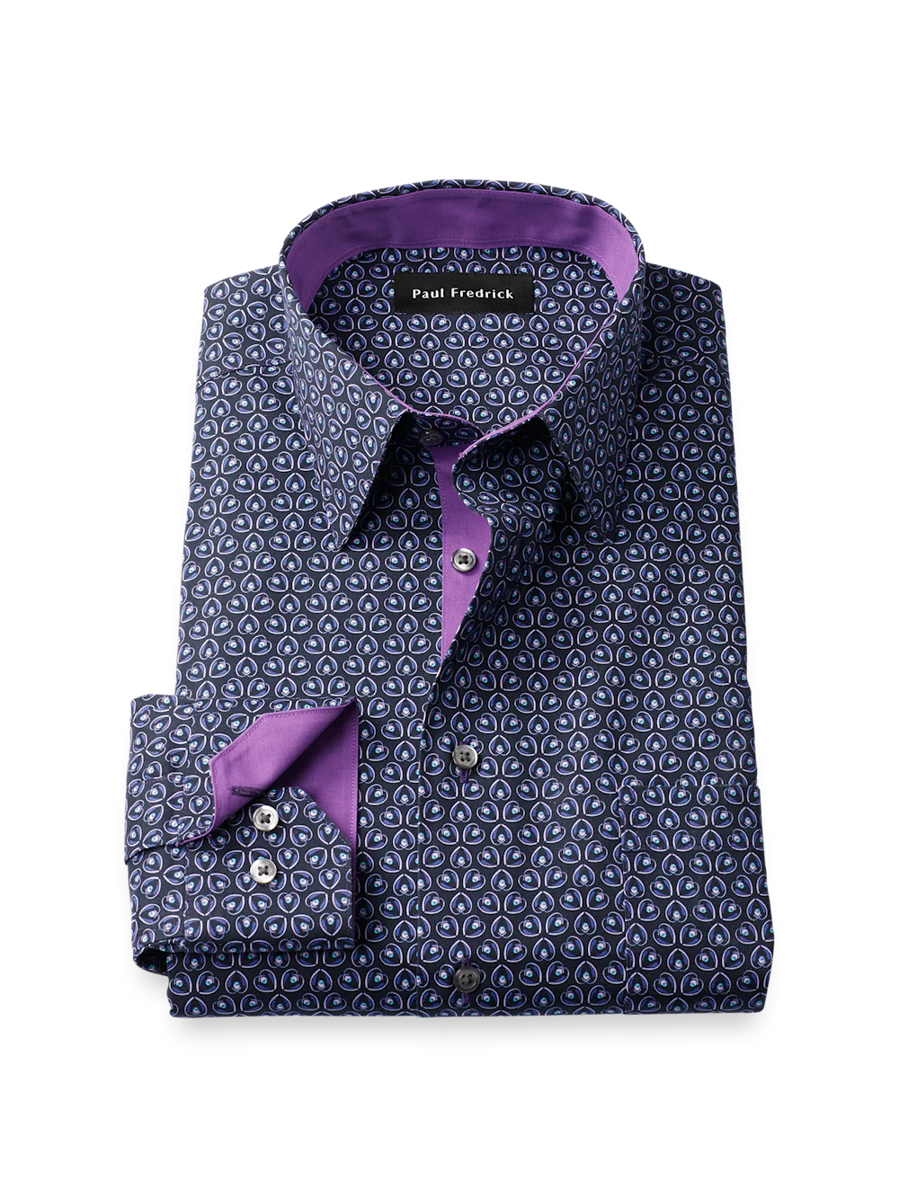 Comfort Stretch Non-Iron Deco Dress Shirt With Contrast Trim - Black/purple