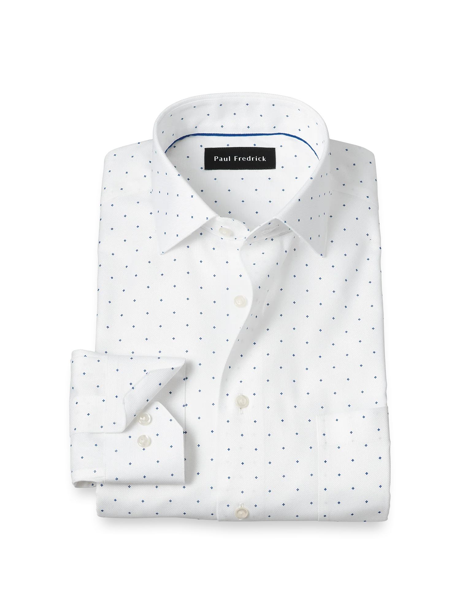 Comfort Stretch Non-Iron Geometric Dress Shirt - White/blue