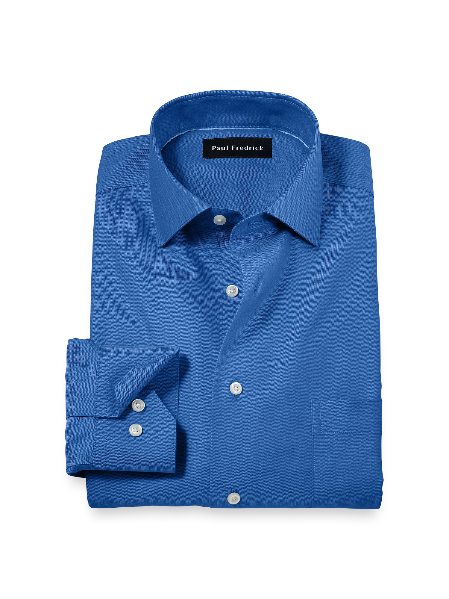 Comfort Stretch Non-Iron Herringbone Dress Shirt - Cobalt