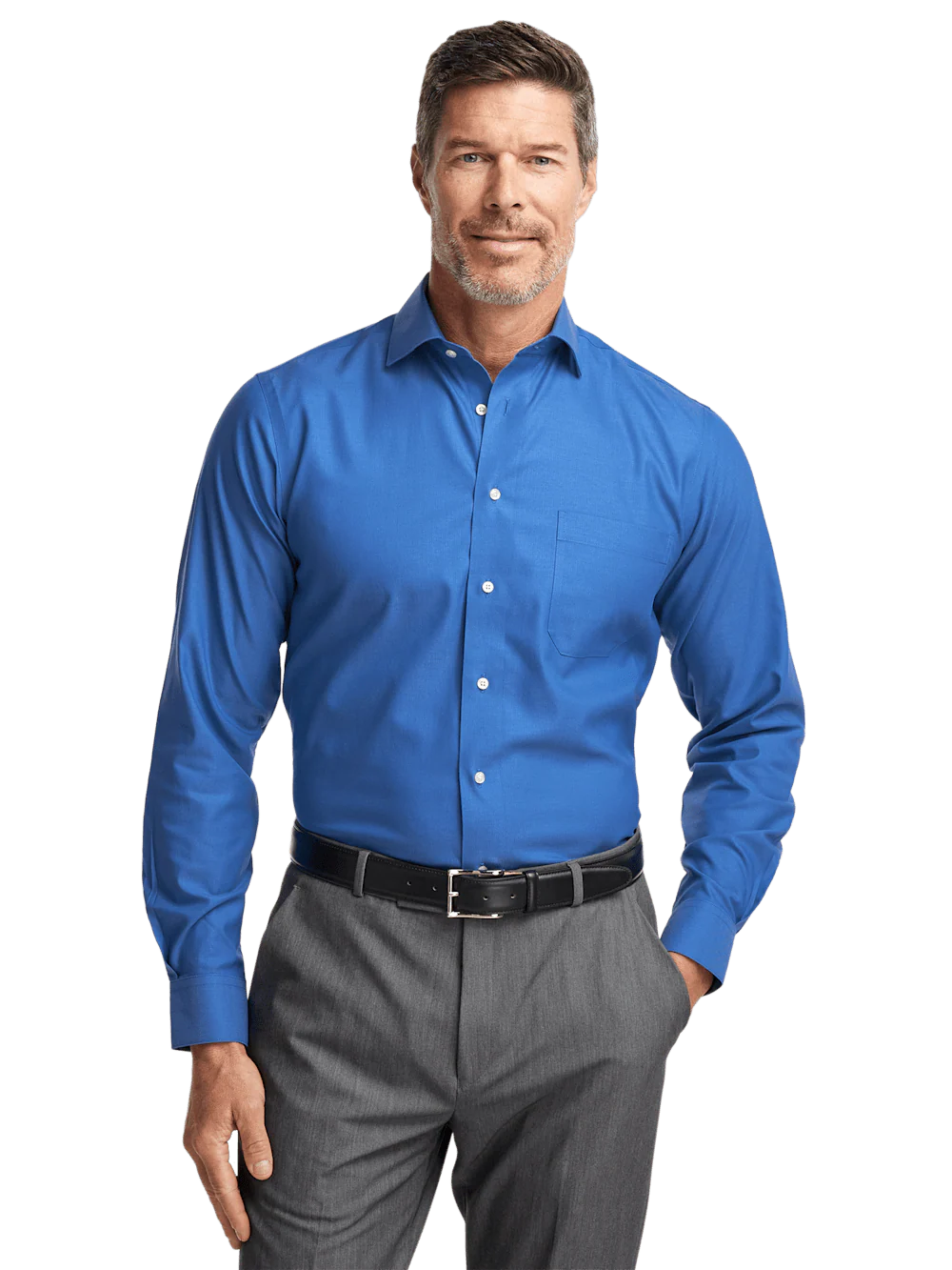 Comfort Stretch Non-Iron Herringbone Dress Shirt - Cobalt - Image 2