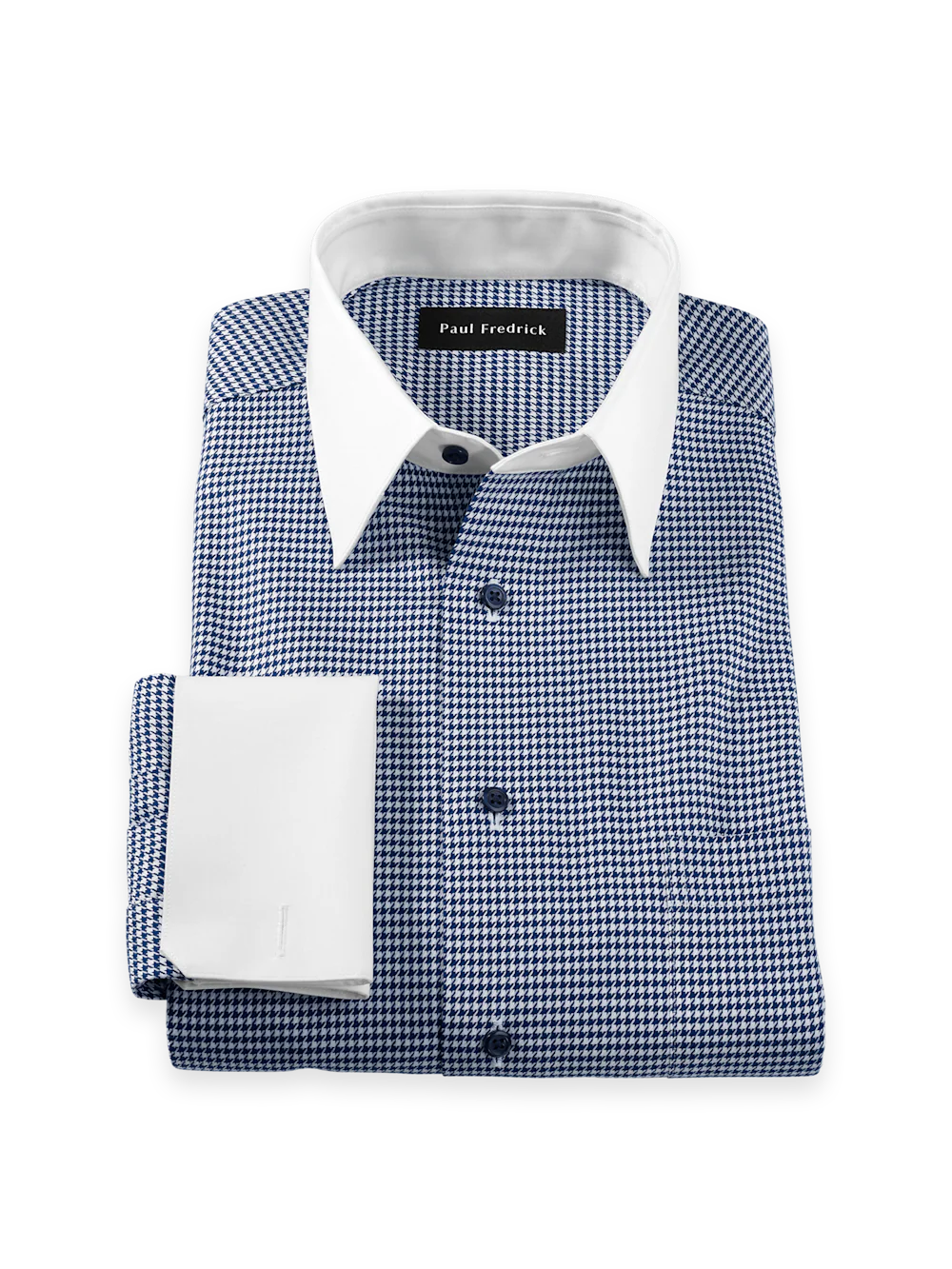 Comfort Stretch Non-Iron Houndstooth Dress Shirt - Blue