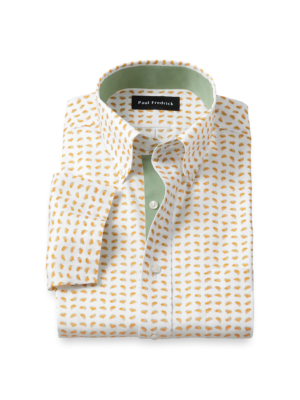 Comfort Stretch Non-Iron Novelty Dress Shirt With Contrast Trim - White/melon