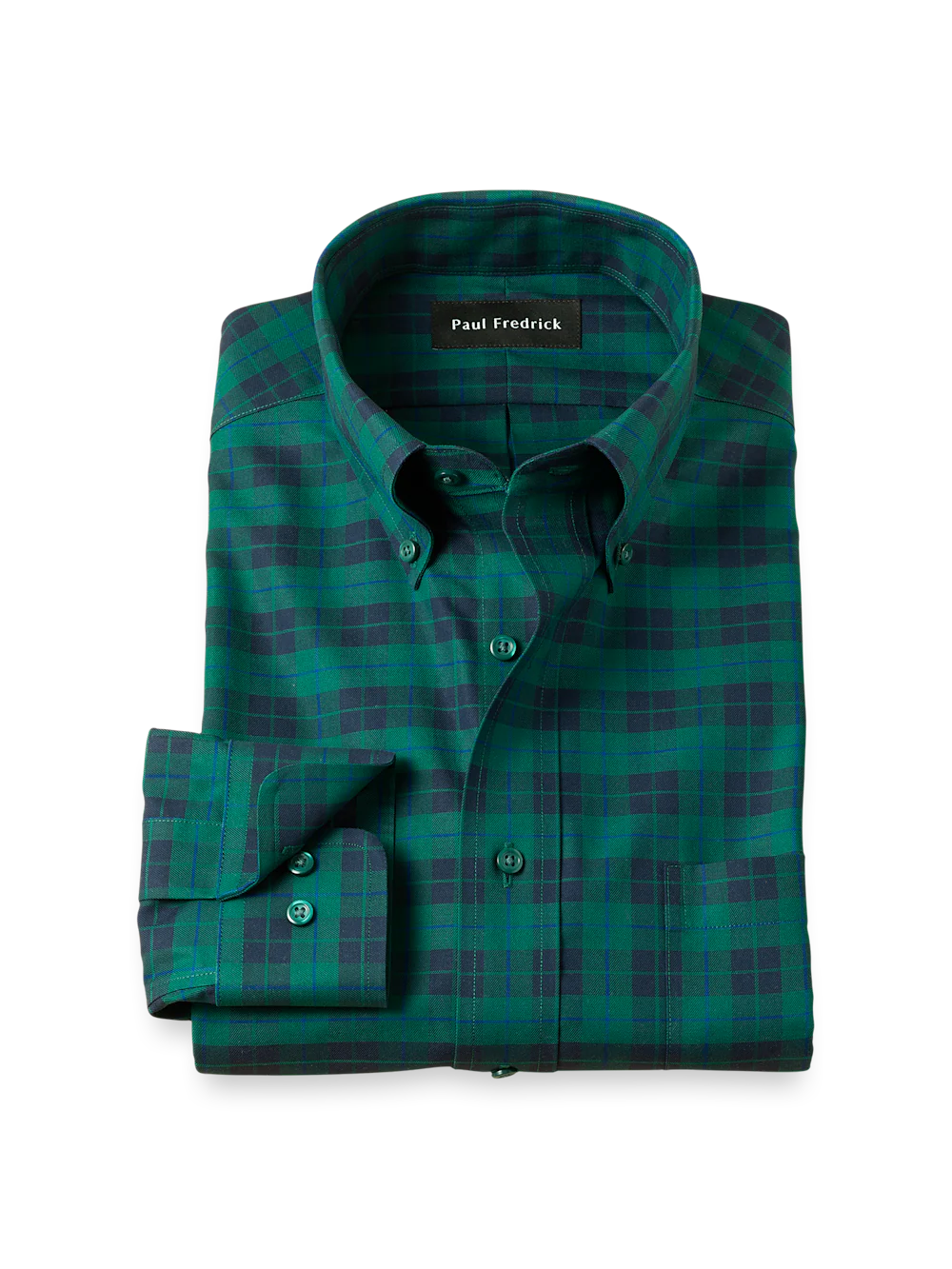 Comfort Stretch Non-Iron Plaid Dress Shirt - Navy/green