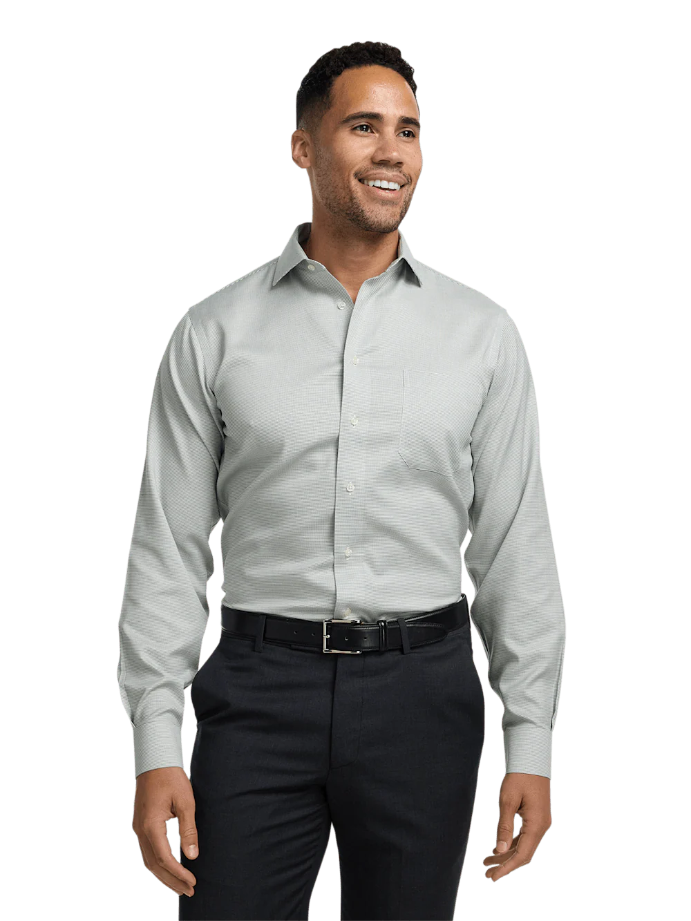 Comfort Stretch Non-Iron Solid Dress Shirt - Green - Image 2