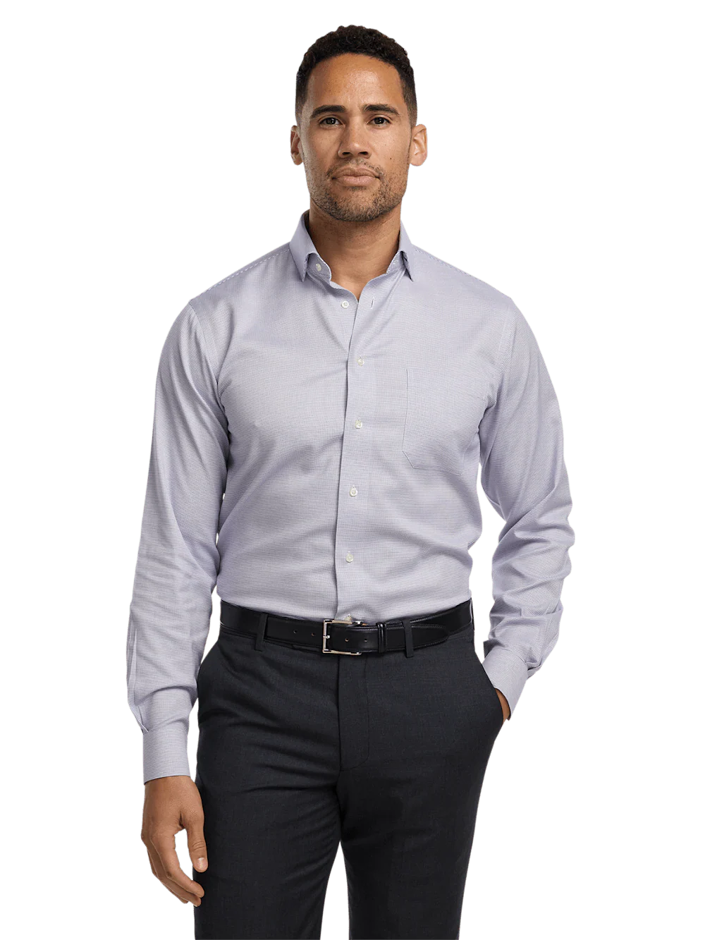 Comfort Stretch Non-Iron Solid Dress Shirt - Purple - Image 2