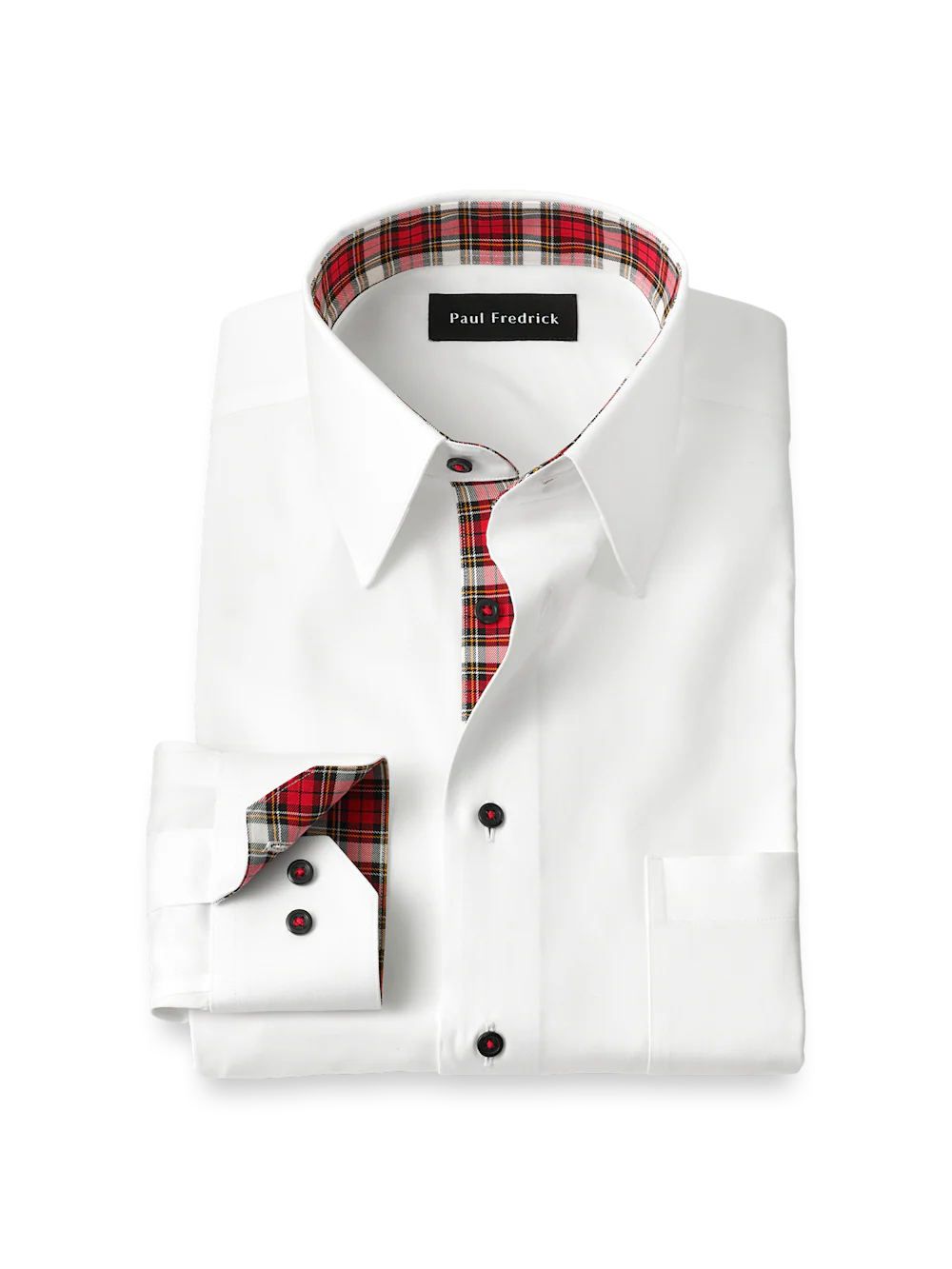 Comfort Stretch Non-Iron Solid Dress Shirt With Contrast Trim - White Multi