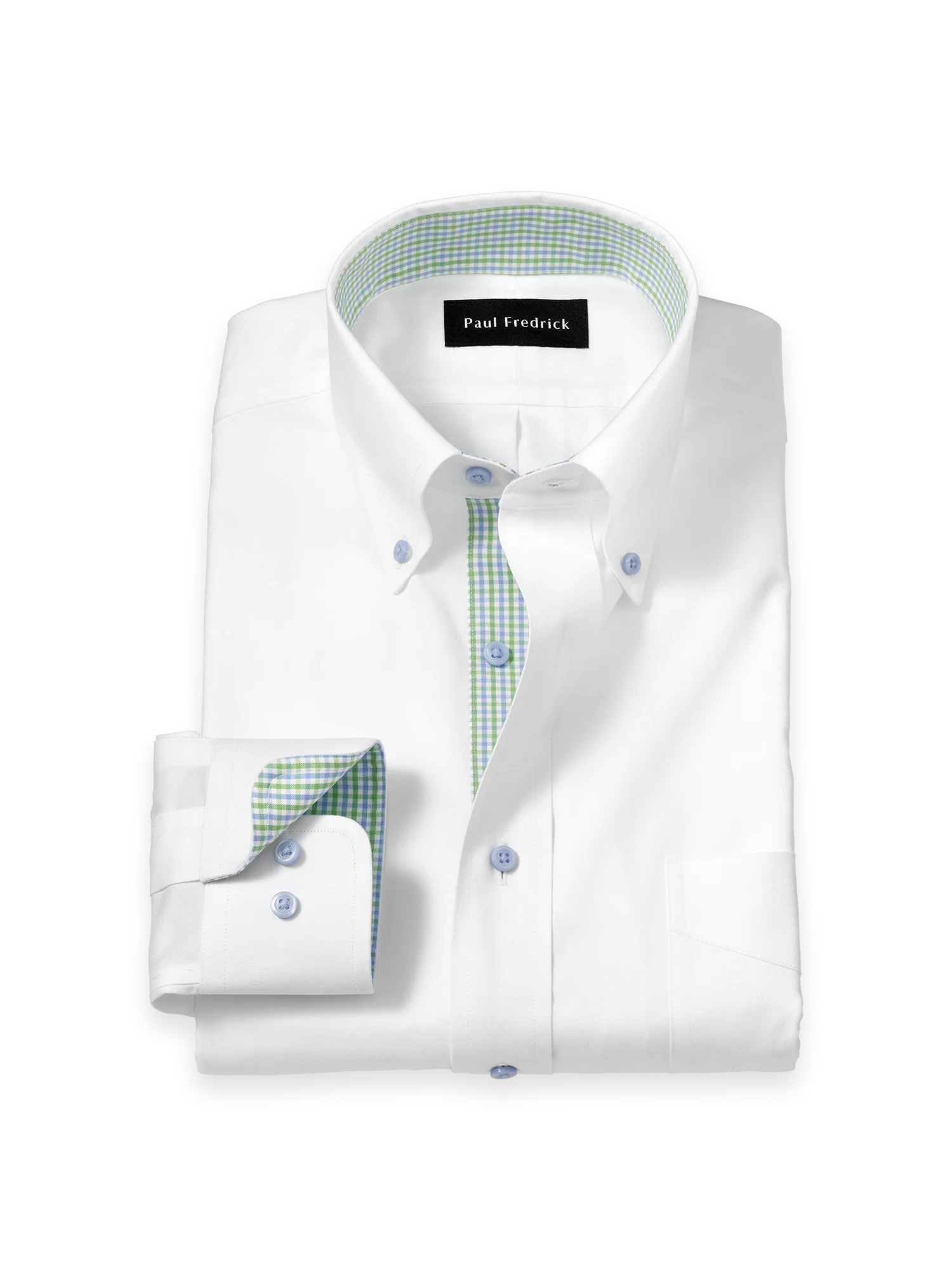 Comfort Stretch Non-Iron Solid Dress Shirt With Contrast Trim - White