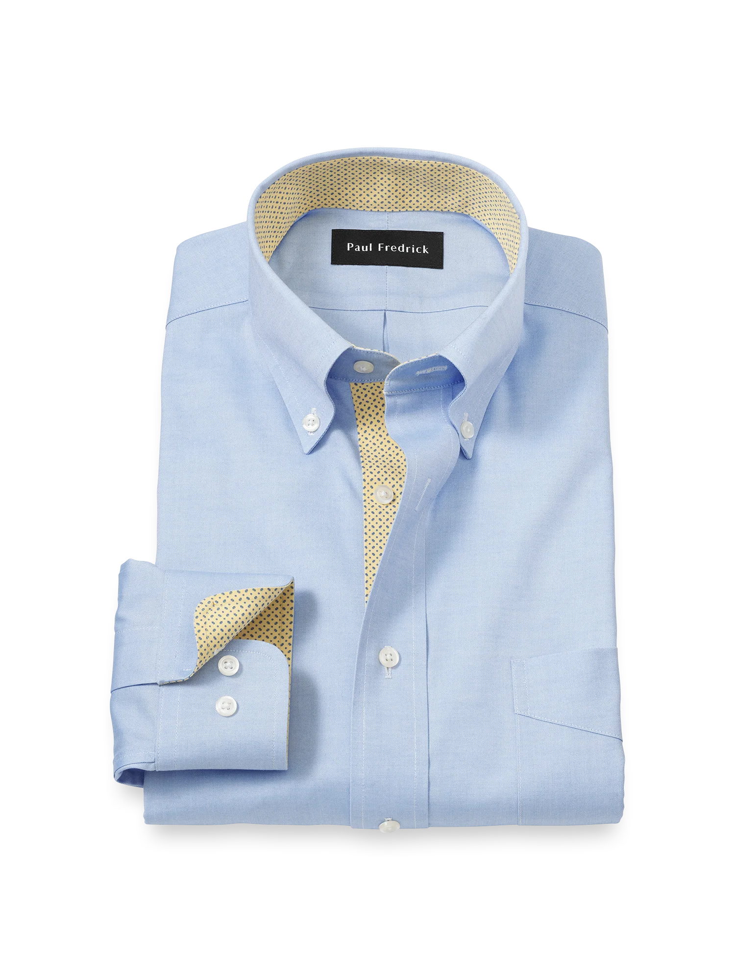 Comfort Stretch Non-Iron Solid Dress Shirt With Contrast Trim - Blue/yellow