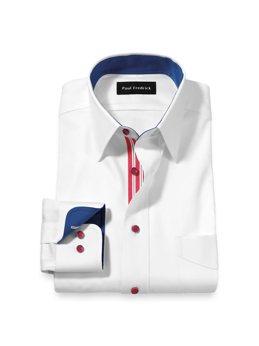 Comfort Stretch Non-Iron Solid Dress Shirt With Contrast Trim - White