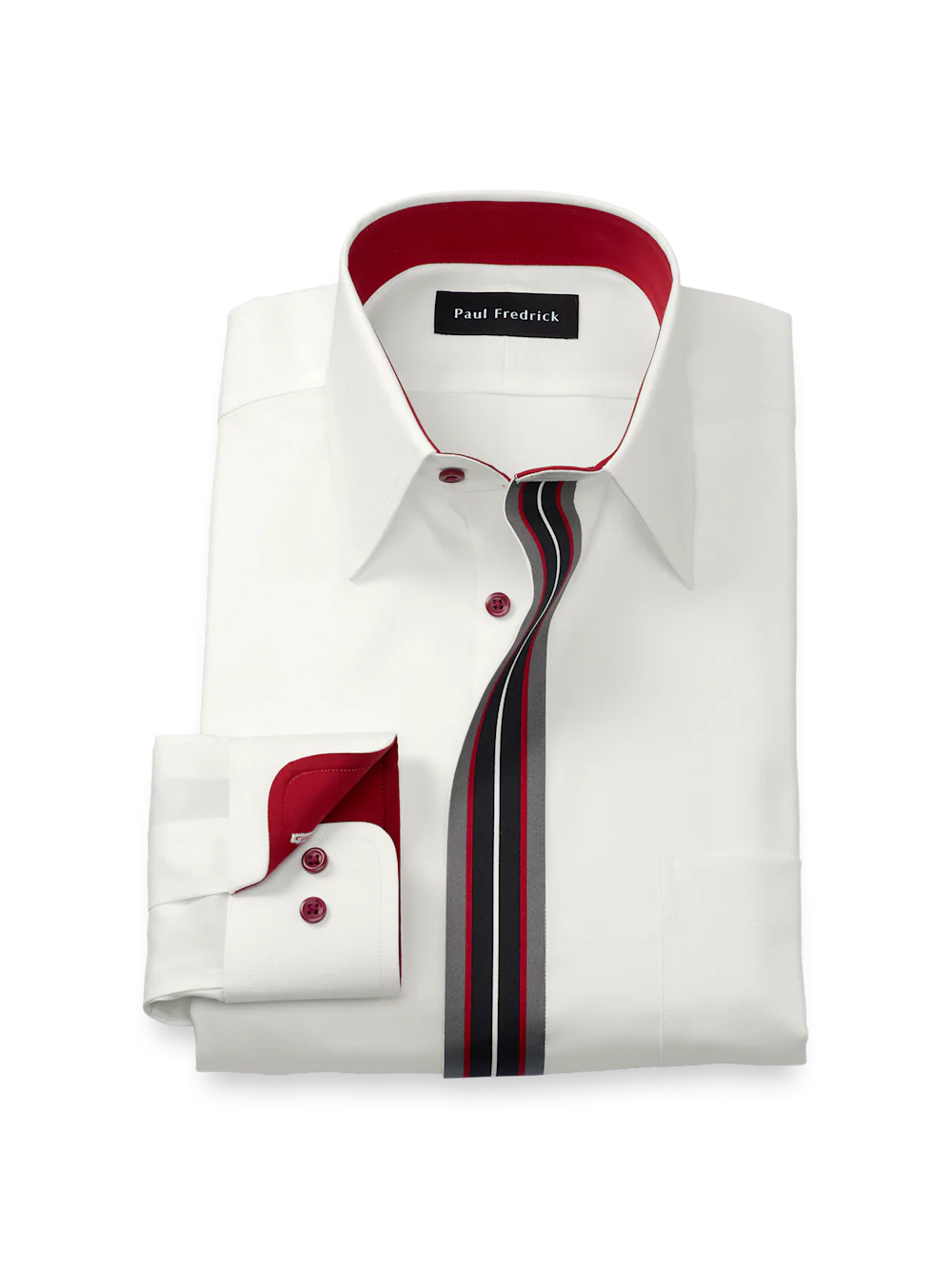 Comfort Stretch Non-Iron Solid Dress Shirt With Contrast Trim - White