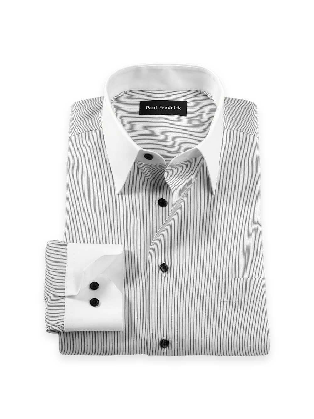 Comfort Stretch Non-Iron Stripe Dress Shirt - Black/white