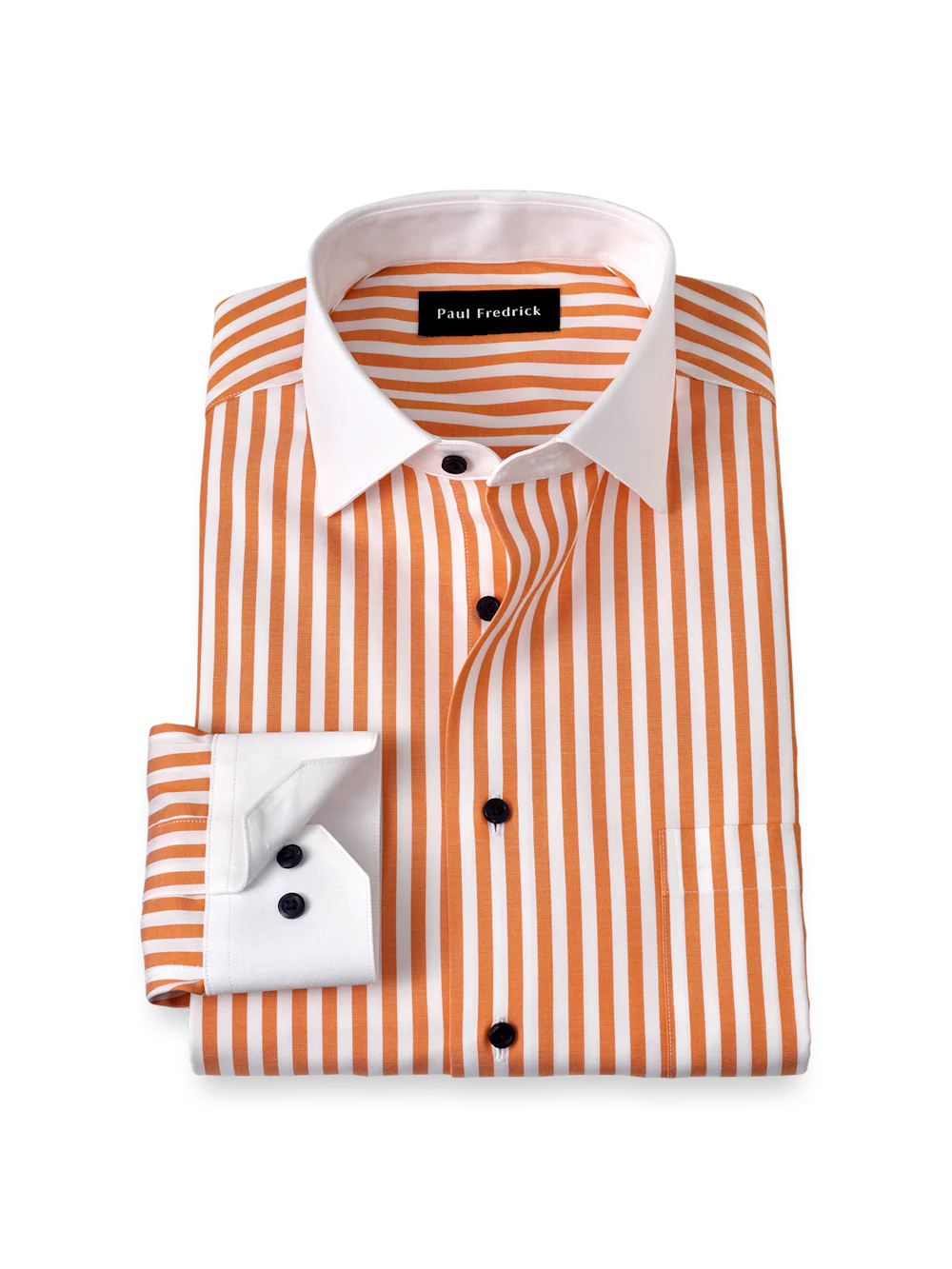 Comfort Stretch Non-Iron Stripe Dress Shirt - White/melon