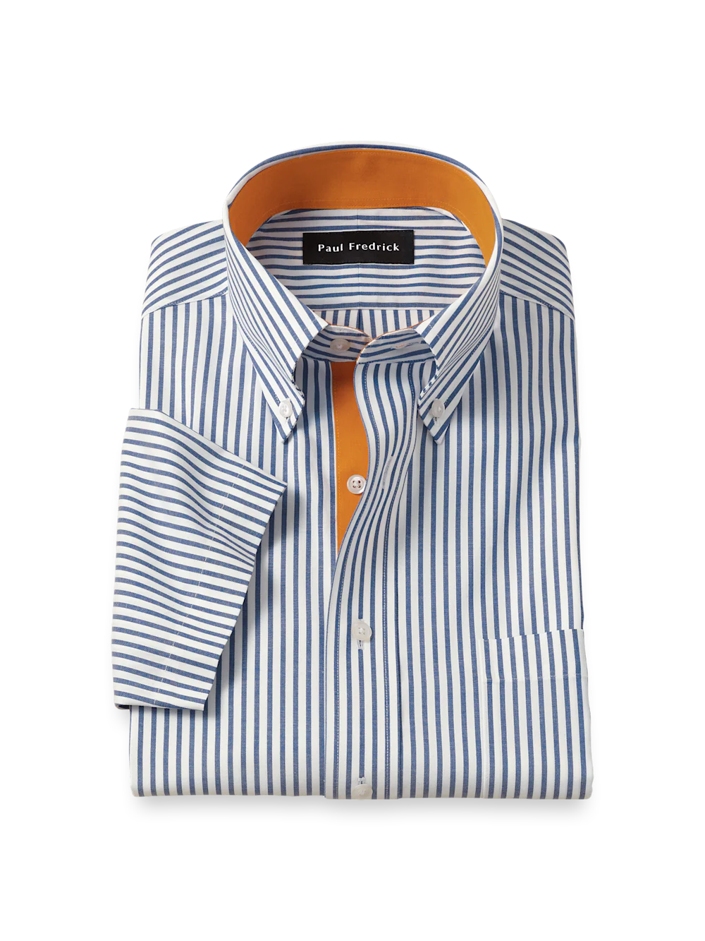 Comfort Stretch Non-Iron Stripe Dress Shirt With Contrast Trim - Blue