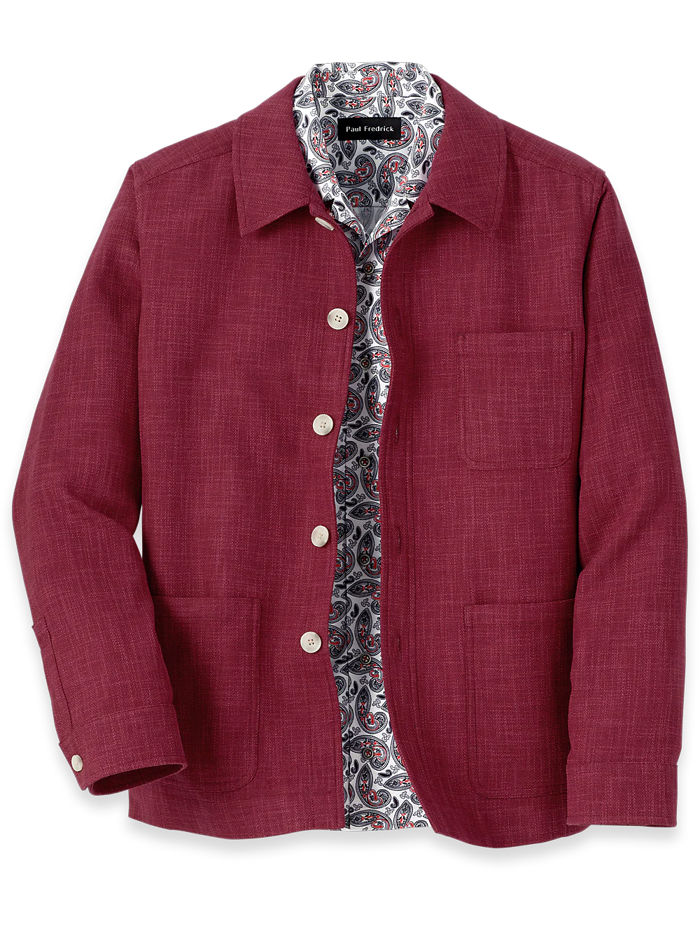 Cotton Blend Shirt Jacket - Berry