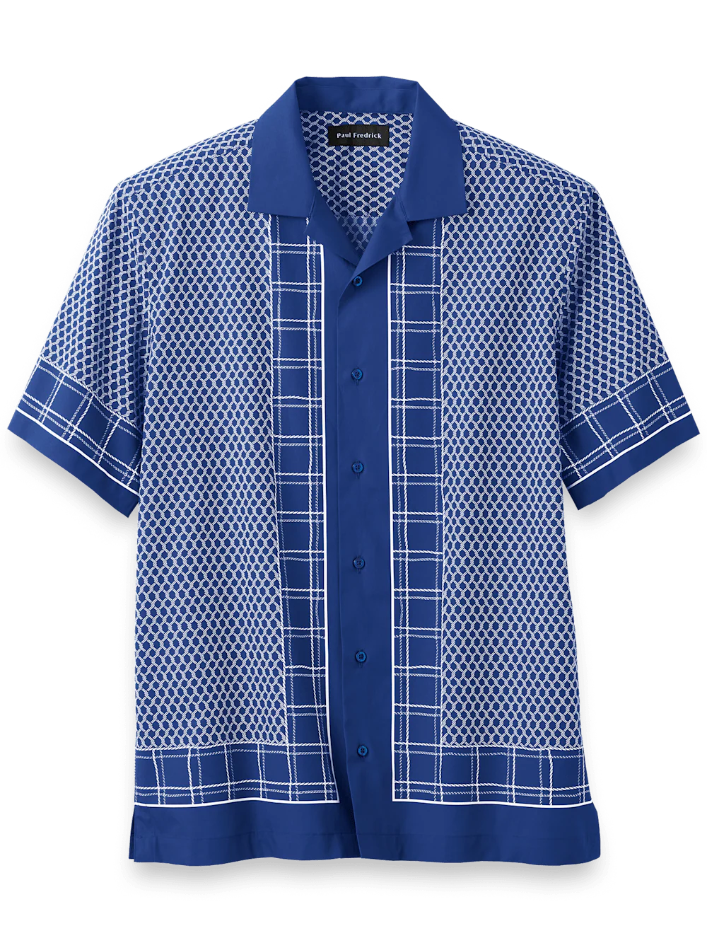 Cotton Border Print Casual Shirt - Blue