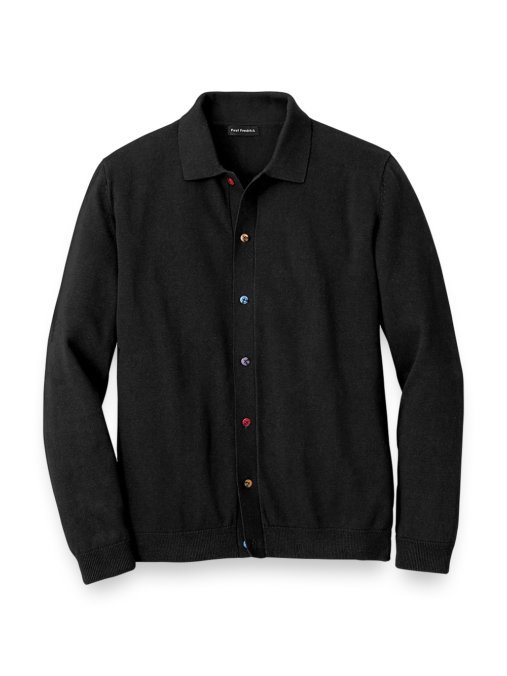 Cotton Button Front Polo - Black