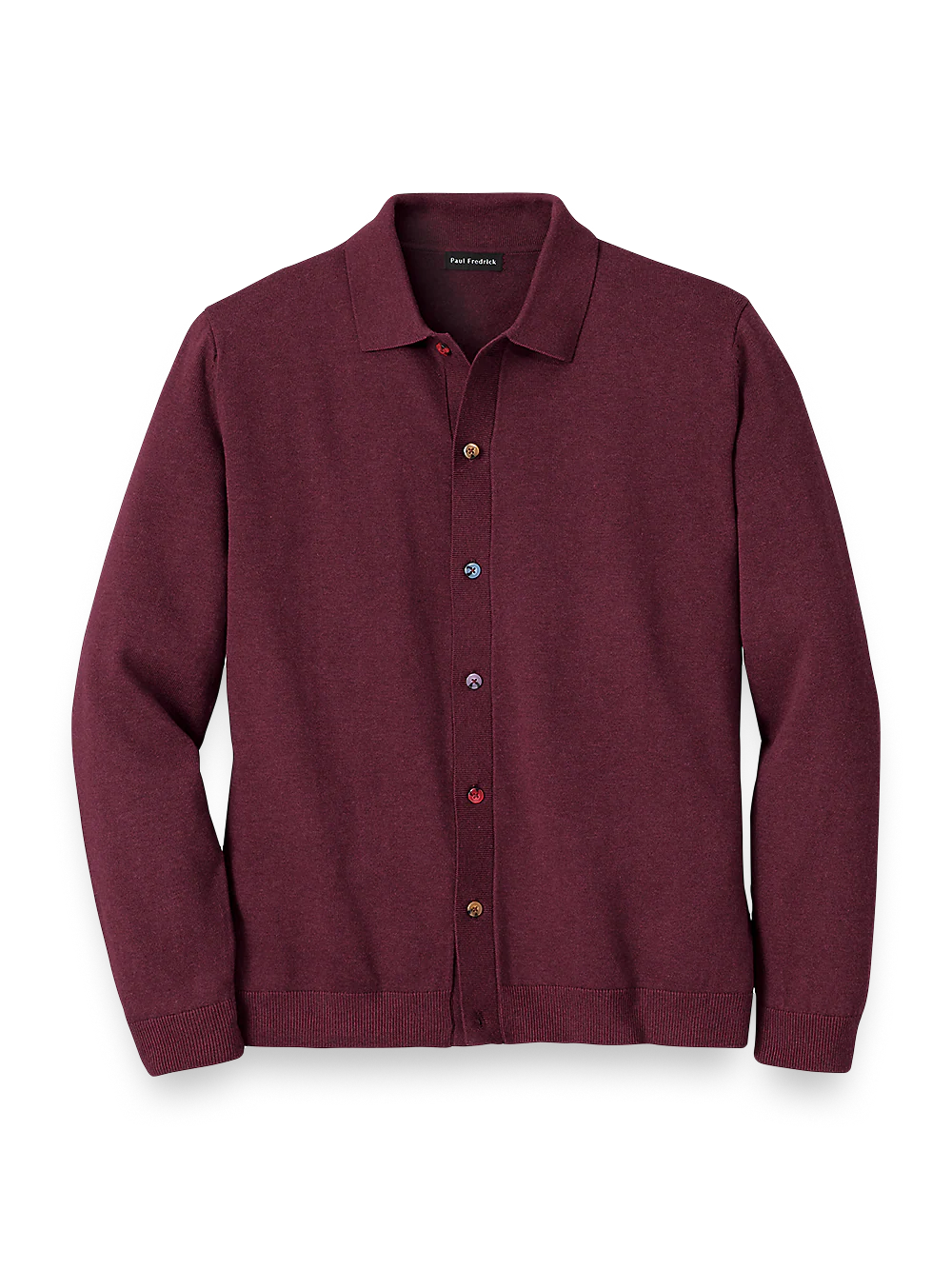 Cotton Button Front Polo - Wine