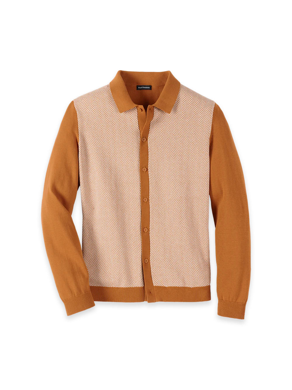 Cotton Button Front Polo - Cognac