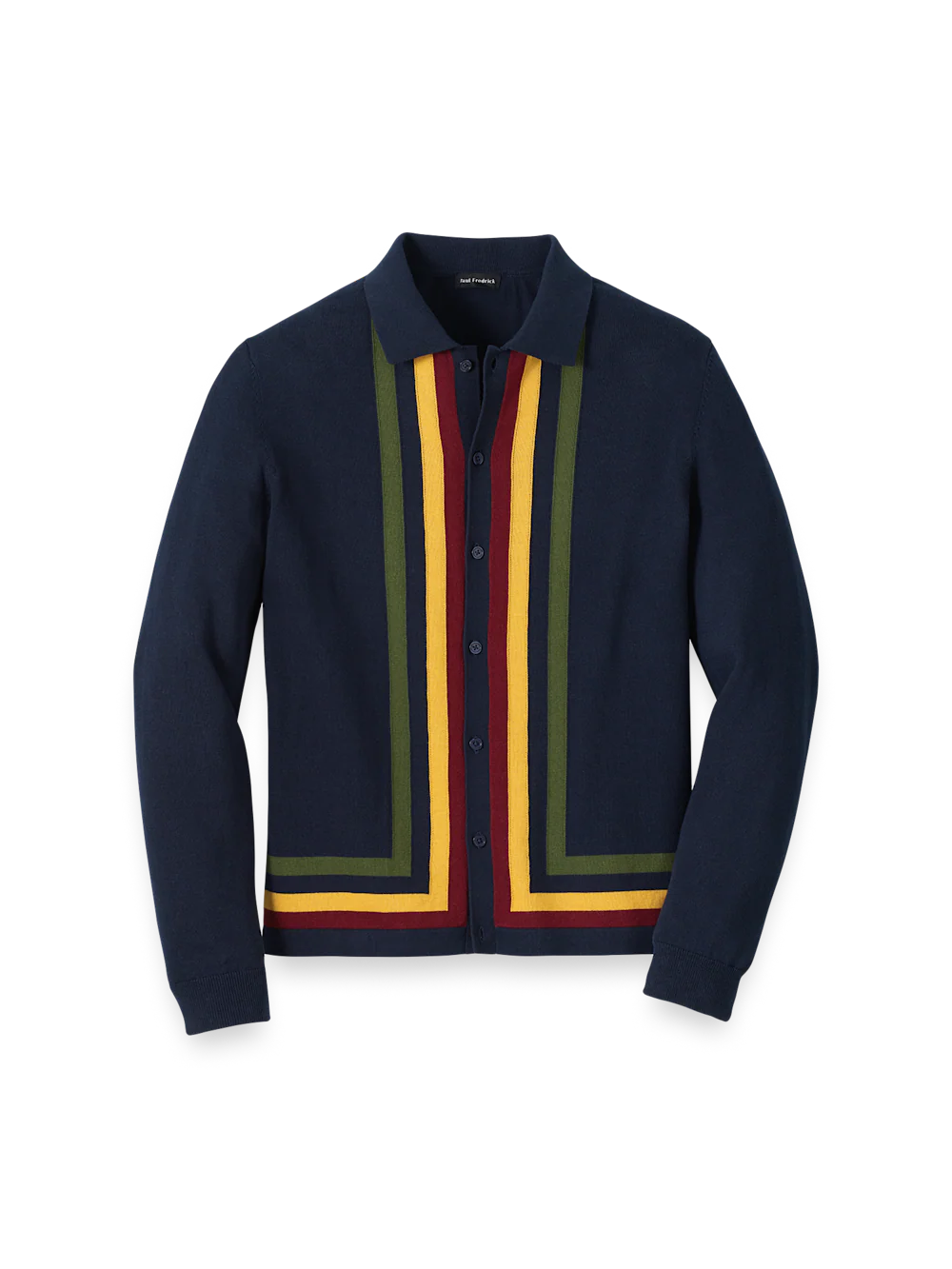 Cotton Button Front Polo - Navy