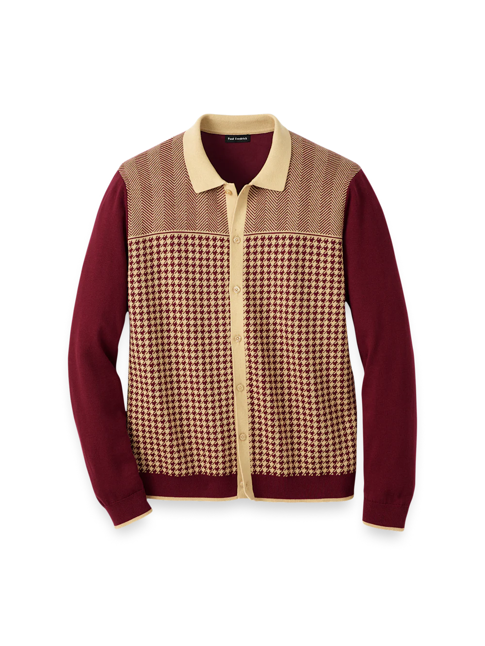 Cotton Button Front Polo - Burgundy