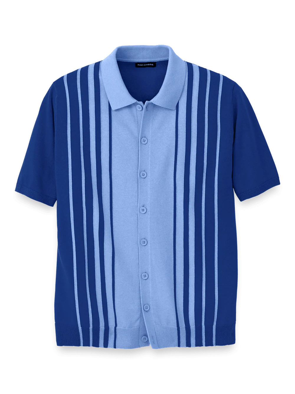 Cotton Button Front Polo - Blue