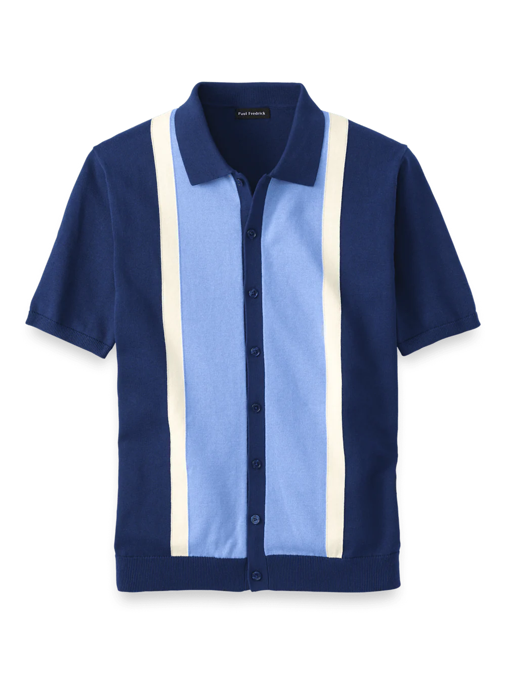 Cotton Button Front Polo - Navy
