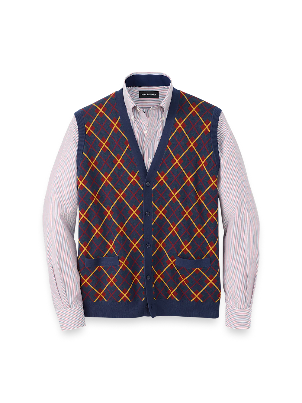 Cotton Button Front V-neck Cardigan Vest - Multi