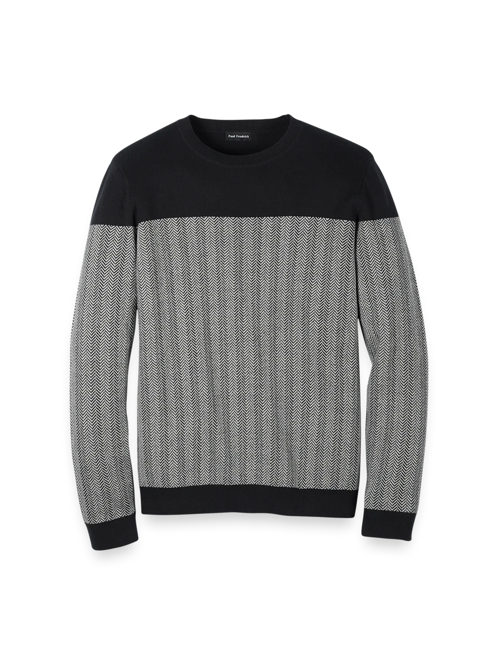 Cotton Crewneck Sweater - Black/ivory